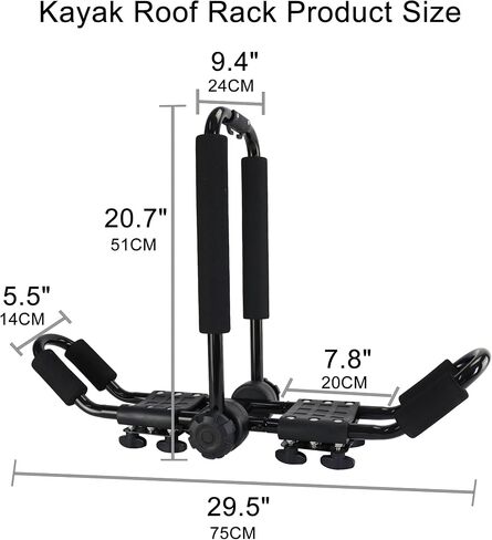 Folding Kayak Roof Rack J-Bar Adjustable | For Kayak/Canoe/SUP, Roof Mounting, SUV/Car/Truck Crossbars(23-krf-2) in Kuwait