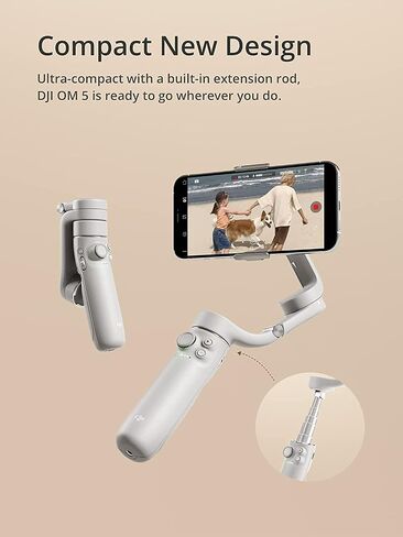 DJI OM 5 Smartphone Gimbal Stabilizer, 3-Axis Phone Gimbal, Built-In Extension Rod, Portable and Foldable, Android and iPhone Gimbal, YouTube TikTok Video, Gray (Renewed) in Saudi Arabia