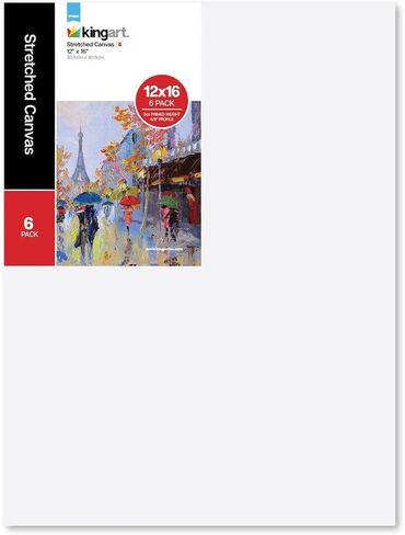 قماش KINGART ممتد للرسم، 6 قطع، 12 × 16 بوصة، قماش أبيض فارغ، 100% قطن، 8 أوقية جيسو معدة، لوازم فنية لصب الأكريليك والرسم الزيتي in Saudi Arabia