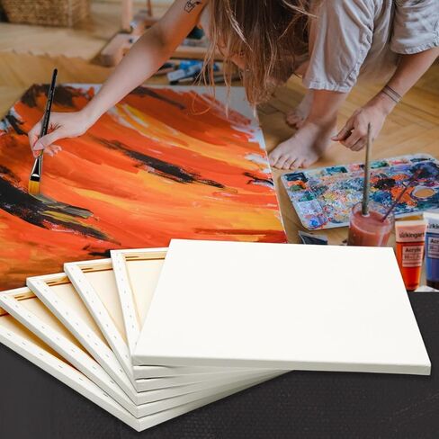 قماش KINGART ممتد للرسم، 6 قطع، 12 × 16 بوصة، قماش أبيض فارغ، 100% قطن، 8 أوقية جيسو معدة، لوازم فنية لصب الأكريليك والرسم الزيتي in Saudi Arabia