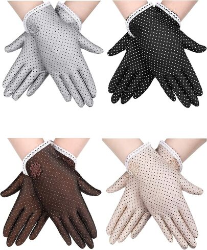 4 Pairs Women Sunblock Gloves Summer UV Protection Gloves Non Slip Sunscreen Driving Gloves, Multicoloured, 20 cm/ 7.9 inch in length, 10 cm/ 3.9 inch in widt in Saudi Arabia