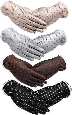 4 Pairs Women Sunblock Gloves Summer UV Protection Gloves Non Slip Sunscreen Driving Gloves, Multicoloured, 20 cm/ 7.9 inch in length, 10 cm/ 3.9 inch in widt in Saudi Arabia
