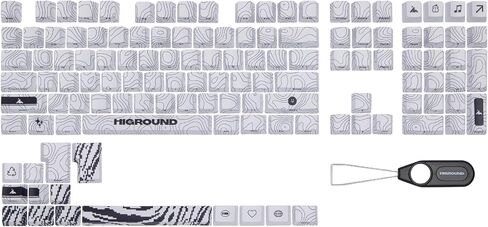 SNOWSTONE Topograph PBT Dye Sub Keycaps for Mechanical Gaming Keyboards, Full 123 Key Set, Cool Custom Side Print Keycaps for Cherry MX Switches, OEM Profile, ANSI ISO Support, US Layout in Kuwait