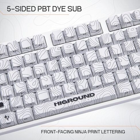 SNOWSTONE Topograph PBT Dye Sub Keycaps for Mechanical Gaming Keyboards, Full 123 Key Set, Cool Custom Side Print Keycaps for Cherry MX Switches, OEM Profile, ANSI ISO Support, US Layout in Kuwait