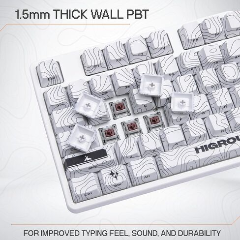 SNOWSTONE Topograph PBT Dye Sub Keycaps for Mechanical Gaming Keyboards, Full 123 Key Set, Cool Custom Side Print Keycaps for Cherry MX Switches, OEM Profile, ANSI ISO Support, US Layout in Kuwait