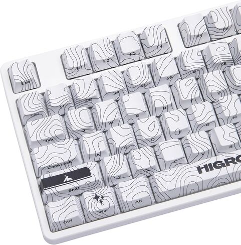 SNOWSTONE Topograph PBT Dye Sub Keycaps for Mechanical Gaming Keyboards, Full 123 Key Set, Cool Custom Side Print Keycaps for Cherry MX Switches, OEM Profile, ANSI ISO Support, US Layout in Kuwait