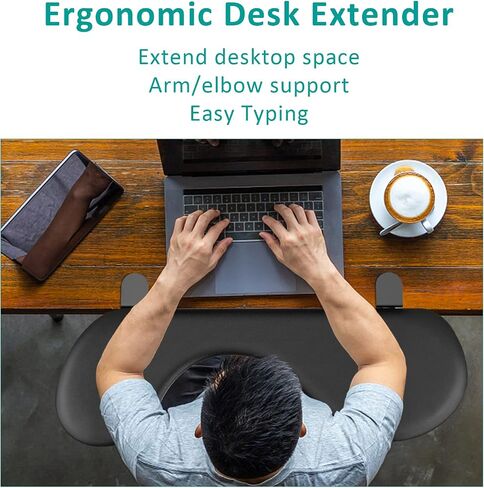 eulps Foldable Desk Extender Arm Rest for Desk, Ergonomic Forearm Support Tray with Soft PU Leather Pad, Clamp-On Desk Armrest for Wrist, Elbow & Shoulder Relief, Home Office Computer Typing Support in Kuwait