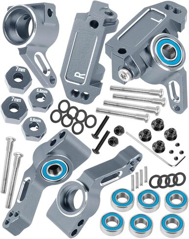 Upgrades Parts for 1/10 Slash VXL 2WD/Stampede VXL 2WD/Rustler VXL 2WD/Bandit VXL 2WD,Aluminum Front Steering Block Knuckles & C-Hubs Caster Blocks & Rear Hubs Hops Up,Navy Blue in Kuwait