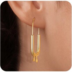 Surgical Steel Huggie Hoop Earrings 14K Gold Plated Hypoallergenic Drop Dangle Earrings for Women Waterproof and Non Tarnish in Saudi Arabia