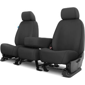 Covercraft - SS3344PCCH Custom-Fit Front Bench SeatSaver Seat Covers - Polycotton Fabric, Charcoal Black in Saudi Arabia