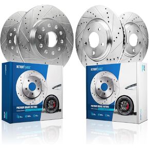 Detroit Axle - Brake Rotors for 2015-2019 Cadillac ATS [w/Brembo Calipers] 12.64" inch Front and 12.40" inch Rear Drilled and Slotted Disc Brake Rotors 2016 2017 2018 Replacement in Saudi Arabia