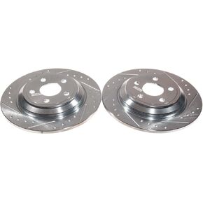 POWERSTOP Rear Pair of Drilled and Slotted Brake Rotors For Ford Bronco Sport 2023, Ford Maverick 2022-2024 [Vehicle Specific] in Saudi Arabia