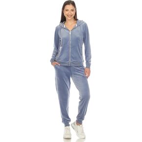 white mark Women's 2-Piece Velour Tracksuit Jogger Outfit Activewear Set in Kuwait