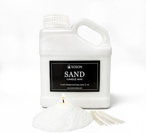 Simply Soson 10 lb White Unscented Pearled Candle, Sand Candle, Long Lasting Powder Candle, Refillable Pearl Candle Sand with 100 Wicks for Candle Making in Kuwait