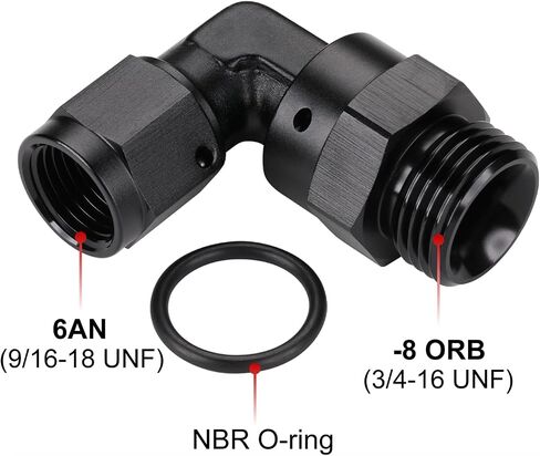 10AN Female Flare تدور إلى 10AN -10 Orb Male O -Ring Boss Fuel Fuel Pitting Adapter Straight Aluminium Black in Kuwait