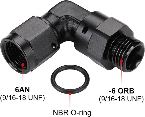 10AN Female Flare تدور إلى 10AN -10 Orb Male O -Ring Boss Fuel Fuel Pitting Adapter Straight Aluminium Black in Kuwait