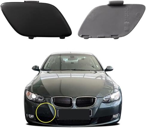 غطاء خطاف السحب الأمامي للسيارة متوافق مع BMW E92 كوبيه E93 328i 328i 335i 2007 2008 2008 2010 غطاء تغطية المقطورة 51117187956 قبعة العين السود اليمنى من جانب الراكب الأيمن in Saudi Arabia