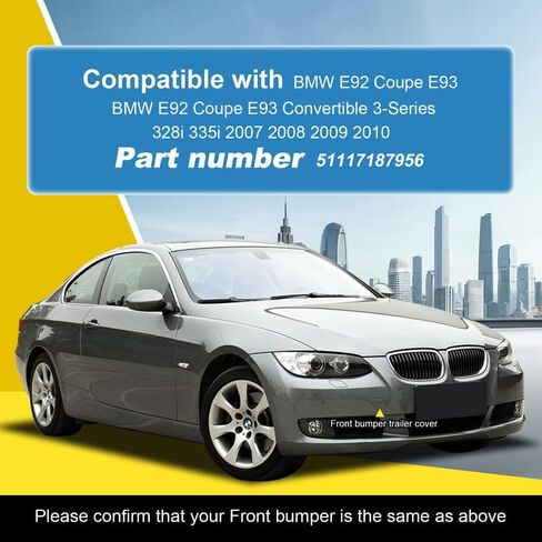 غطاء خطاف السحب الأمامي للسيارة متوافق مع BMW E92 كوبيه E93 328i 328i 335i 2007 2008 2008 2010 غطاء تغطية المقطورة 51117187956 قبعة العين السود اليمنى من جانب الراكب الأيمن in Saudi Arabia