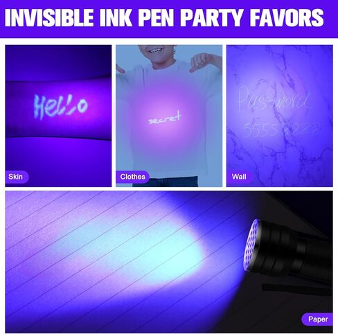 Tegeme 4 Invisible Ink Pen Set 2 Invisible Marker 2 Blacklight Flashlights UV Black Light Markers Disappearing Ink Magic Pen for Secret Notes Holiday Gifts Party Favors in Kuwait