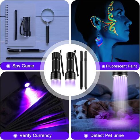 Tegeme 4 Invisible Ink Pen Set 2 Invisible Marker 2 Blacklight Flashlights UV Black Light Markers Disappearing Ink Magic Pen for Secret Notes Holiday Gifts Party Favors in Kuwait