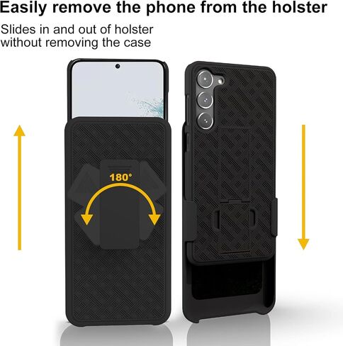 Ailiber for Samsung Galaxy S25 Ultra Case with Belt Clip, Samsung S25 Ultra Phone Case Holster with Screen Protector, Swivel Kickstand Holder, Slim Shockproof Shell Pouch Cover for S25Ultra 5G-Black in Saudi Arabia