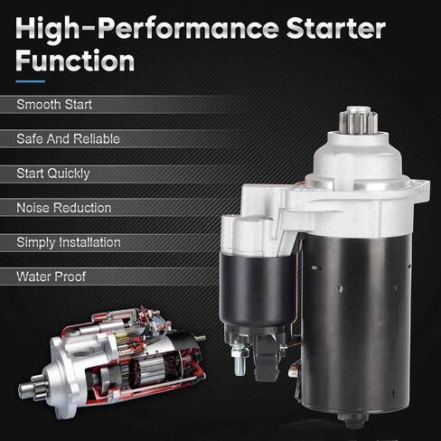 17755 New Starter for 1.9L Volkswagen Beetle 1998 1999 2000 2001 2002 2003 2004 2005 2006, for 1.9 Volkswagen Golf/Jetta 1996-2006 in Saudi Arabia