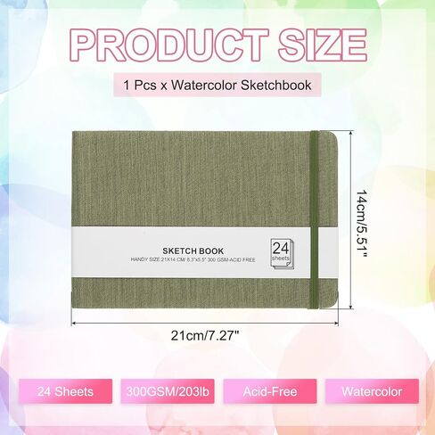 PATIKIL 5.5x3.5 Watercolor Sketchbook, 24 Sheet 300GSM/203lb Watercolor Paper Sketchbooks Acid Free Watercolor Journal Hardcover Artists Paper Pads for Painting, Dark Gray in Saudi Arabia