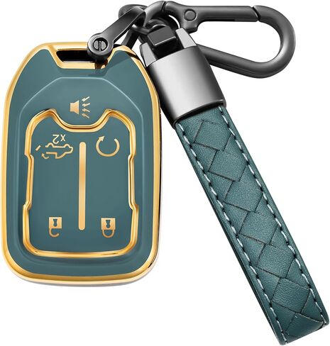 for Chevrolet Key Fob Cover with Keychain Soft TPU Car Key Case Holder 360 Degree Protection for 2019-2024 GMC Suburban Tahoe Silverado Terrain Yukon Sierra 1500 2500 3500 HD Chevy(B Black) in Saudi Arabia