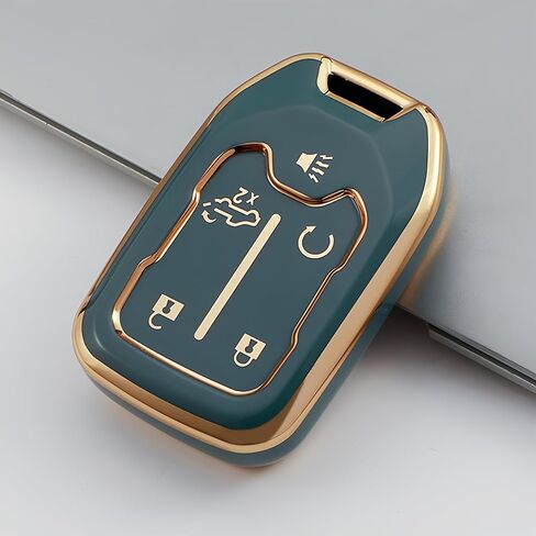 for Chevrolet Key Fob Cover with Keychain Soft TPU Car Key Case Holder 360 Degree Protection for 2019-2024 GMC Suburban Tahoe Silverado Terrain Yukon Sierra 1500 2500 3500 HD Chevy(B Black) in Saudi Arabia