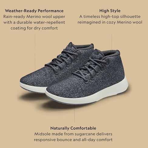 Allbirds Men's Wool Runner-up Mizzle, Water-Repellent High-Top Wool Sneakers in Saudi Arabia
