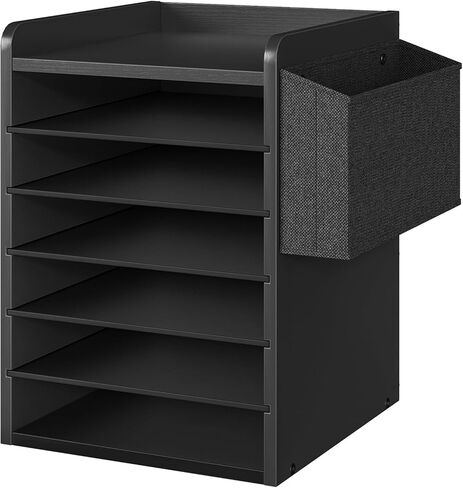 HOOBRO Adjustable Countertop Mail Sorter, 6 Tier Wooden Paper Organizer, Vertical Literature Organizer with Side Storage, Office Mailbox Cubbies, Classroom Mailbox, for Home, Office, White WT34WF01 in Saudi Arabia