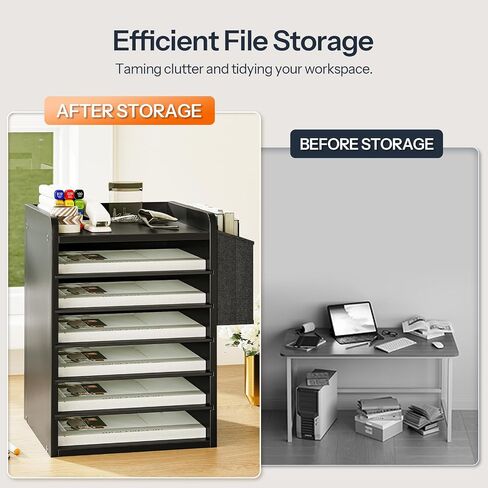 HOOBRO Adjustable Countertop Mail Sorter, 6 Tier Wooden Paper Organizer, Vertical Literature Organizer with Side Storage, Office Mailbox Cubbies, Classroom Mailbox, for Home, Office, White WT34WF01 in Saudi Arabia