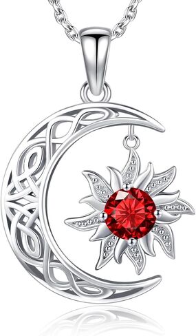 BDL Sun and Moon Couple Necklace - Birthstone Necklaces Symbol of Harmony in 925 Sterling Silver,Unique Gift for Her or Him - Eternal Love Connection in Saudi Arabia