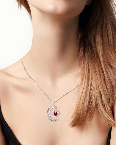 BDL Sun and Moon Couple Necklace - Birthstone Necklaces Symbol of Harmony in 925 Sterling Silver,Unique Gift for Her or Him - Eternal Love Connection in Saudi Arabia
