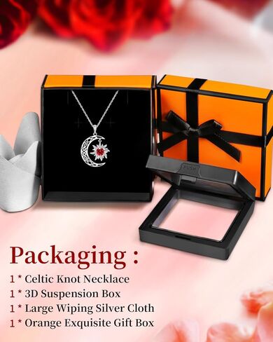 BDL Sun and Moon Couple Necklace - Birthstone Necklaces Symbol of Harmony in 925 Sterling Silver,Unique Gift for Her or Him - Eternal Love Connection in Saudi Arabia