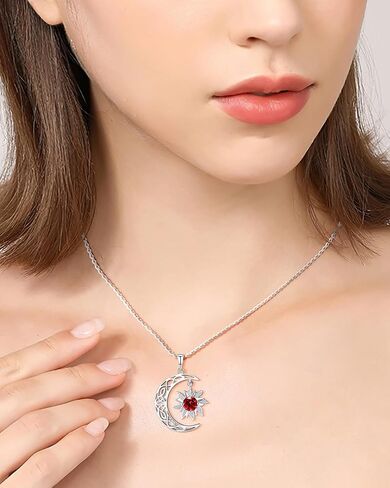 BDL Sun and Moon Couple Necklace - Birthstone Necklaces Symbol of Harmony in 925 Sterling Silver,Unique Gift for Her or Him - Eternal Love Connection in Saudi Arabia