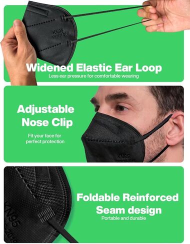 Boncare KN95 Face Mask 30 PCs, 5-Layer Face Mask for Men & Women, Updated Breathable, Comfortable (White) in Kuwait