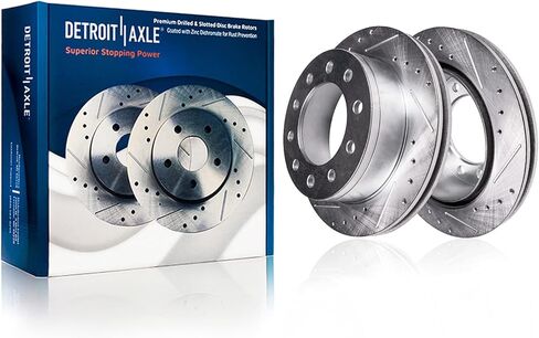 Detroit Axle - Brake Kit for 2003-2011 Lincoln Town Car Drilled Slotted Disc Brake Rotors 2004 2005 2006 2007 2008 2009 2010 Ceramic Brakes Pads Front & Rear Replacement in Saudi Arabia