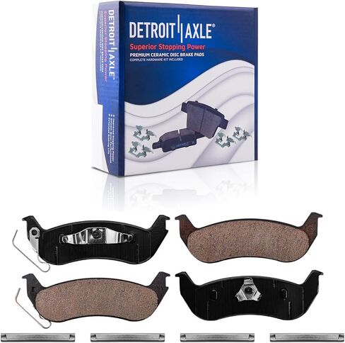 Detroit Axle - Brake Kit for 2003-2011 Lincoln Town Car Drilled Slotted Disc Brake Rotors 2004 2005 2006 2007 2008 2009 2010 Ceramic Brakes Pads Front & Rear Replacement in Saudi Arabia