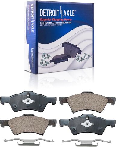 Detroit Axle - Brake Kit for Chrysler Town & Country Dodge Grand Caravan حفر ودوارات الفرامل المحفورة 2001 2002 2003 2004 2005 2006 2007 منصات الفرامل السيراميك الأمامية والخلفية البديلة in Saudi Arabia