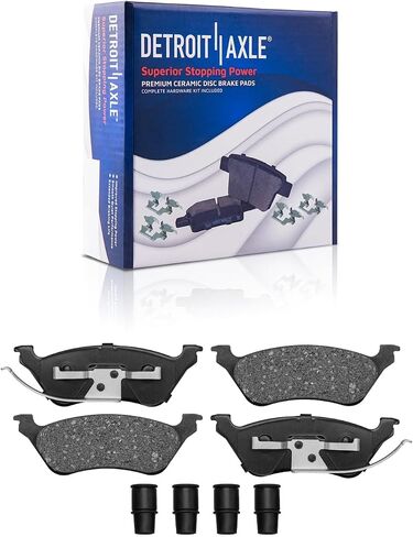 Detroit Axle - Brake Kit for Chrysler Town & Country Dodge Grand Caravan حفر ودوارات الفرامل المحفورة 2001 2002 2003 2004 2005 2006 2007 منصات الفرامل السيراميك الأمامية والخلفية البديلة in Saudi Arabia