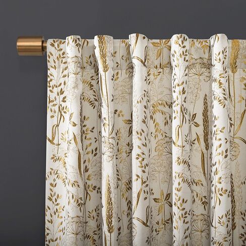 Scott Living Aubry Shimmering Floral Total Total Blackout Back Back Plane ، 52 "× 96" ، الذهب in Kuwait