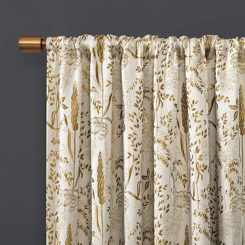 Scott Living Aubry Shimmering Floral Total Total Blackout Back Back Plane ، 52 "× 96" ، الذهب in Kuwait