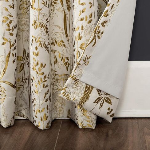 Scott Living Aubry Shimmering Floral Total Total Blackout Back Back Plane ، 52 "× 96" ، الذهب in Kuwait
