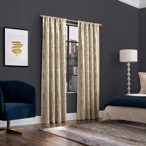 Scott Living Aubry Shimmering Floral Total Total Blackout Back Back Plane ، 52 "× 96" ، الذهب in Kuwait