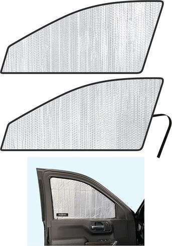 النافذة الجانبية المقعد الأمامي عاكس Sunshade مخصص لعام 2020 2021 2022 2023 2024 2025 شيفروليه سيلفرادو 2500 3500 (ليس لـ 1500 طراز) ، Double Cab Crew Cab 4DR 4Door (مجموعة من 2) in Kuwait