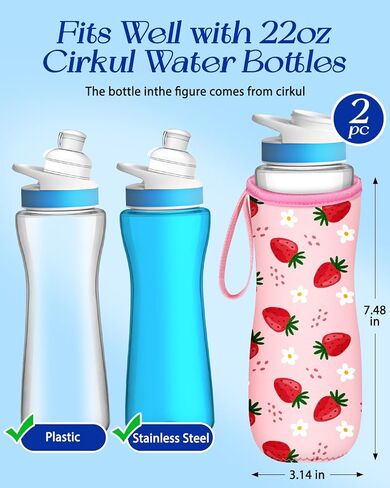 Water Bottle Sleeve for Cirkul 22 oz - 2 Pack Bottle Cover Holder Carrier with Handle Strap in Kuwait