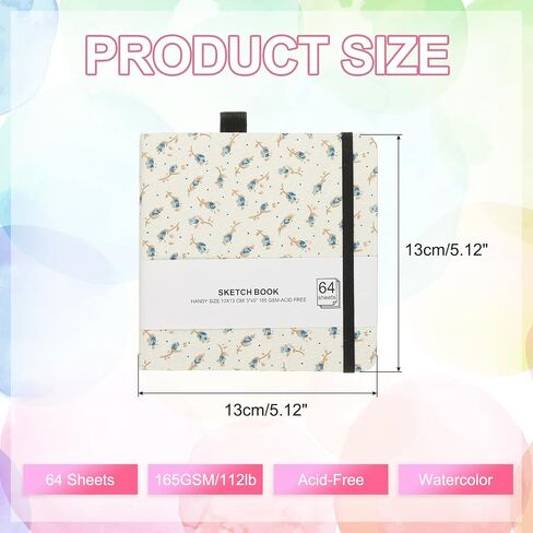 PATIKIL 5.1x5.1 Watercolor Sketchbook, 64 Sheet 165GSM/112lb Watercolor Paper Sketchbooks Acid Free Watercolor Journal Hardcover Artists Paper Pads with Pen Holder, Brown Flower in Saudi Arabia