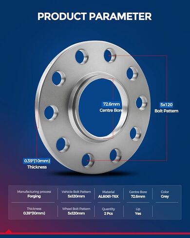 KAX 5x120 Wheel Spacers,10mm Hub Centric Wheel Spacers fit for 328i, X3, 325i, 335i, 330i, 528i, 320i, 535i, X1, 325Ci, 323i, 330Ci, X5, with 72.6mm Hub Bore,2Pcs in Saudi Arabia