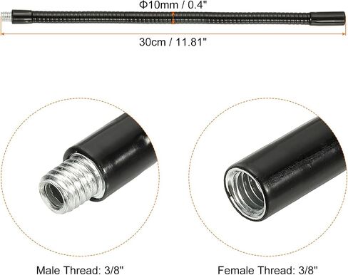 Patikil 20 "Groenseck ، 3/8" أنثى إلى ذكور الخيط المعدني Universal خراطيم مرنة ARM GOSONECK أنبوب التمديد لكاميرا الحركة ، الهاتف ، الميكروفون ، الأسود in Kuwait